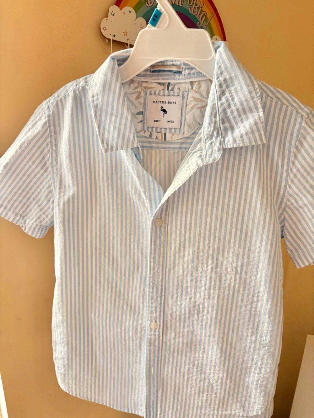 Cactus Light Blue & White Striped Short Sleeve Button-Down Shirt